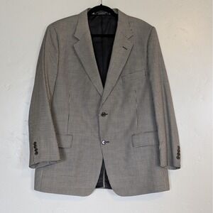 Oak Creek Blazer Mens 44R Tan Black Worsted Wool Houndstooth Sport Coat Dillard
